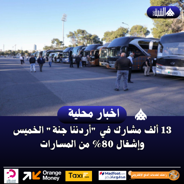 13 ألف مشارك في أردننا جنة الخميس وإشغال 80 من المسارات