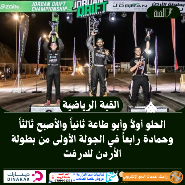 الحلو أولاً وأبو طاعة ثانياً والأصبح ثالثاً وحمادة رابعاً في الجولة الأولى من بطولة الأردن للدرفت