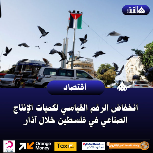 انخفاض الرقم القياسي لكميات الإنتاج الصناعي في فلسطين خلال آذار