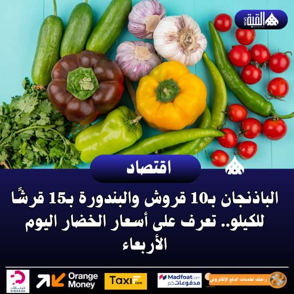الباذنجان بـ10 قروش والبندورة بـ15 قرشًا للكيلو.. تعرف على أسعار الخضار اليوم الأربعاء