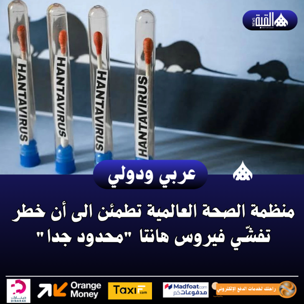 عاجل| منظمة الصحة العالمية تطمئن الى أن خطر تفشّي فيروس هانتا محدود جدا
