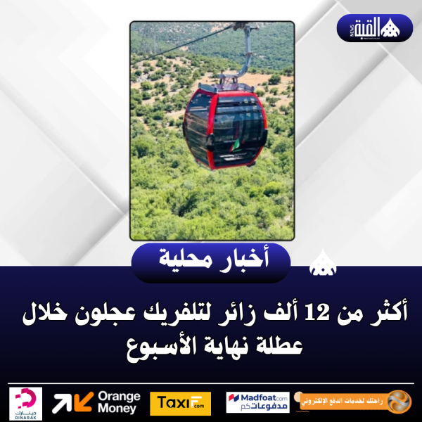 أكثر من 12 ألف زائر لتلفريك عجلون خلال عطلة نهاية الأسبوع