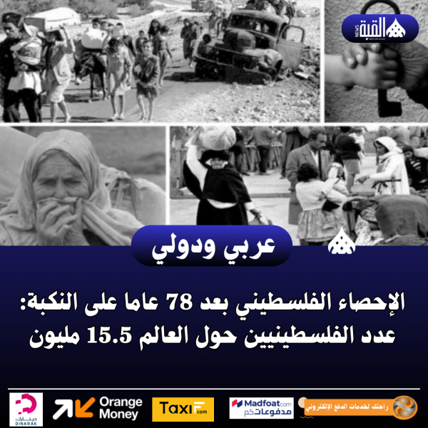 الإحصاء الفلسطيني بعد 78 عاما على النكبة: عدد الفلسطينيين حول العالم 15.5 مليون