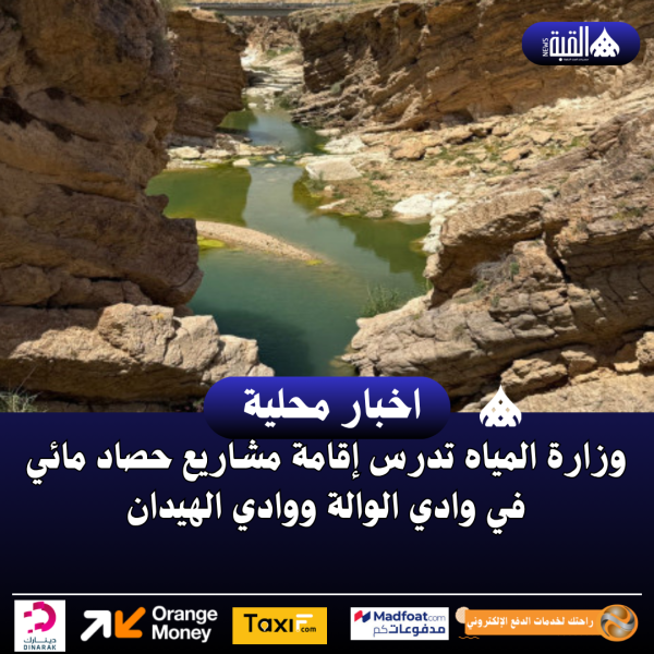 وزارة المياه تدرس إقامة مشاريع حصاد مائي في وادي الوالة ووادي الهيدان
