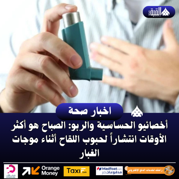 أخصائيو الحساسية والربو: الصباح هو أكثر الأوقات انتشاراً لحبوب اللقاح أثناء موجات الغبار
