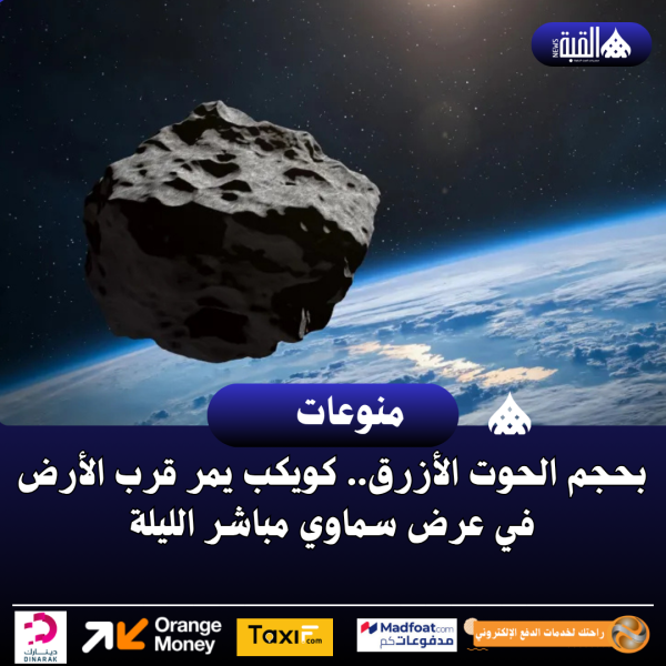 بحجم الحوت الأزرق.. كويكب يمر قرب الأرض في عرض سماوي مباشر الليلة