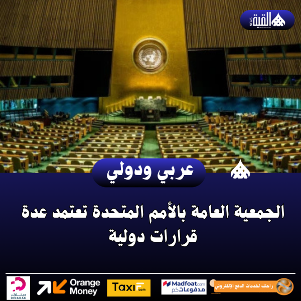 الجمعية العامة بالأمم المتحدة تعتمد عدة قرارات دولية