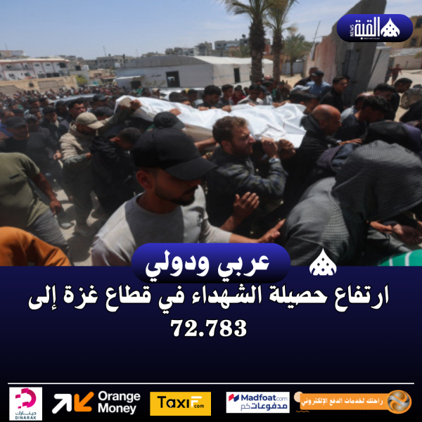 ارتفاع حصيلة الشهداء في قطاع غزة إلى 72.783