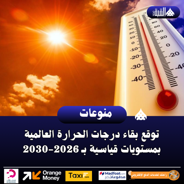 توقع بقاء درجات الحرارة العالمية بمستويات قياسية بـ 20262030