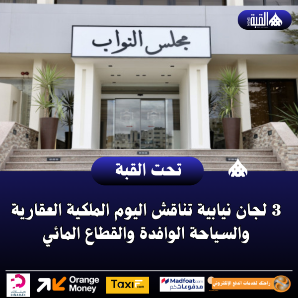 3 لجان نيابية تناقش اليوم الملكية العقارية والسياحة الوافدة والقطاع المائي