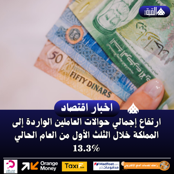 ارتفاع إجمالي حوالات العاملين الواردة إلى المملكة خلال الثلث الأول من العام الحالي 13.3