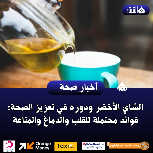 الشاي الأخضر ودوره في تعزيز الصحة: فوائد محتملة للقلب والدماغ والمناعة
