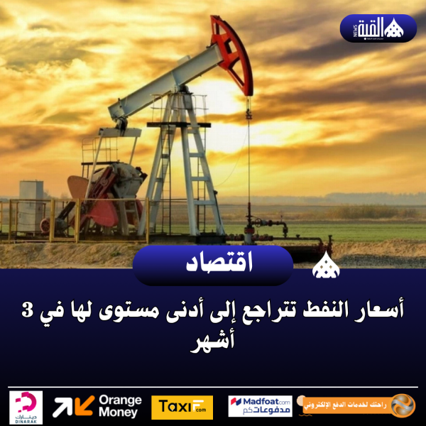 أسعار النفط تتراجع إلى أدنى مستوى لها في 3 أشهر