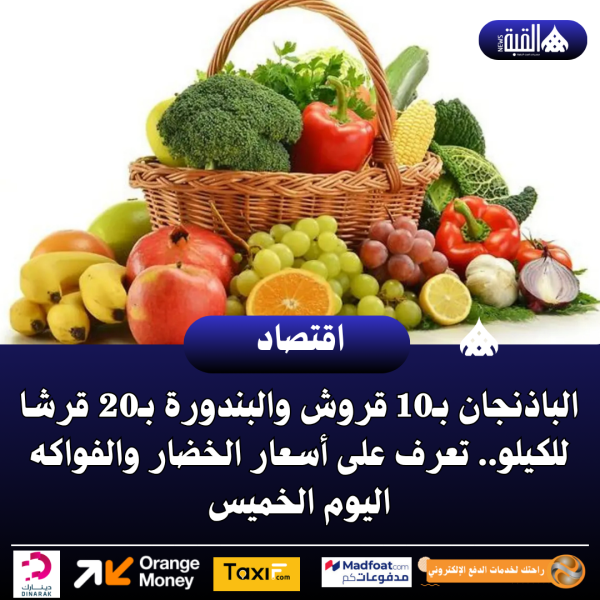الباذنجان بـ10 قروش والبندورة بـ20 قرشا للكيلو.. تعرف على أسعار الخضار والفواكه اليوم الخميس
