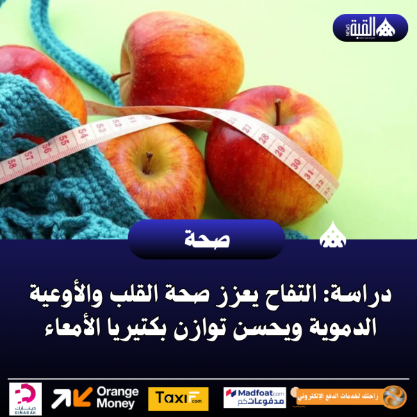 دراسة: التفاح يعزز صحة القلب والأوعية الدموية ويحسن توازن بكتيريا الأمعاء