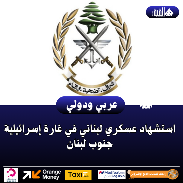 استشهاد عسكري لبناني في غارة إسرائيلية جنوب لبنان