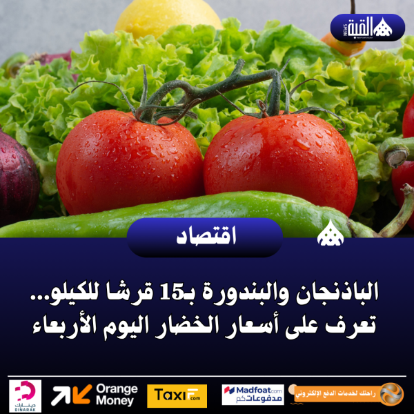 الباذنجان والبندورة بـ15 قرشا للكيلو... تعرف على أسعار الخضار اليوم الأربعاء
