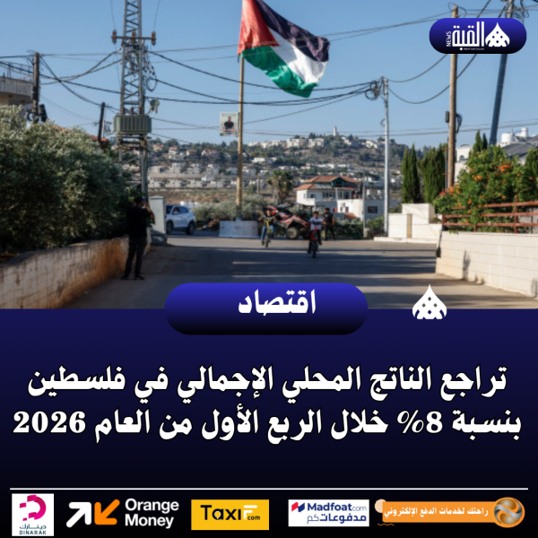 تراجع الناتج المحلي الإجمالي في فلسطين بنسبة 8 خلال الربع الأول من العام 2026