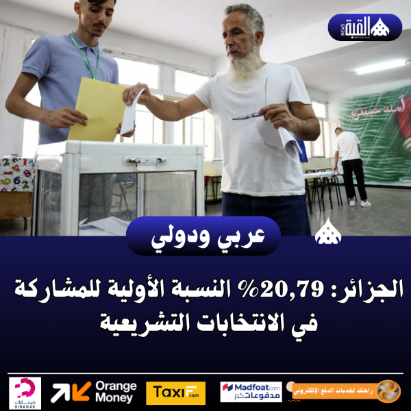 الجزائر: 20#44;79 النسبة الأولية للمشاركة في الانتخابات التشريعية