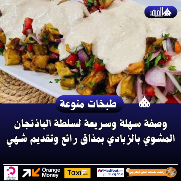 وصفة سهلة وسريعة لسلطة الباذنجان المشوي بالزبادي بمذاق رائع وتقديم شهي
