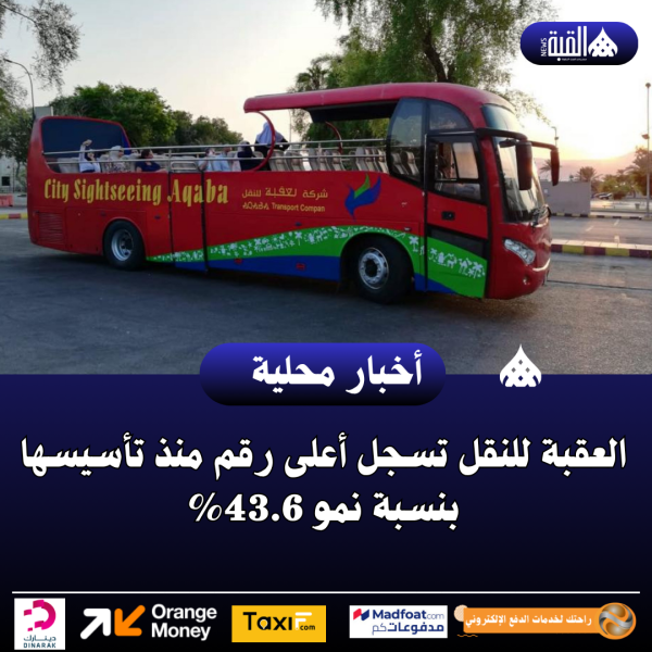 العقبة للنقل تسجل أعلى رقم منذ تأسيسها بنسبة نمو 43.6