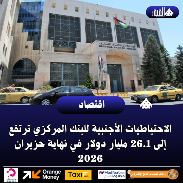 الاحتياطيات الأجنبية للبنك المركزي ترتفع إلى 26.1 مليار دولار في نهاية حزيران 2026