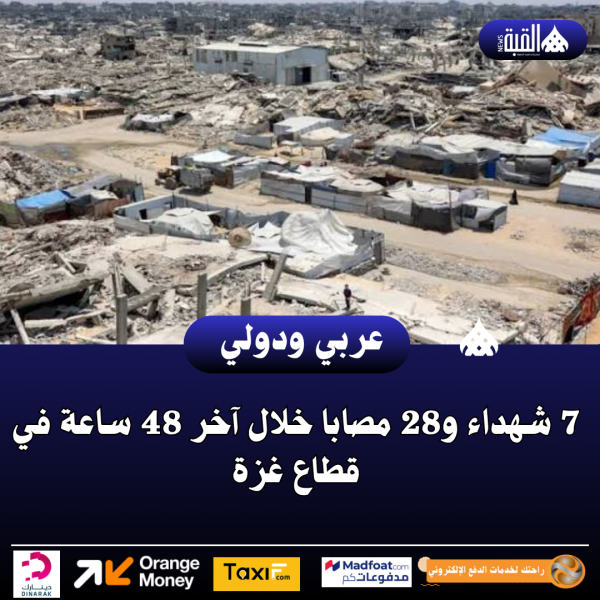 7 شهداء و28 مصابا خلال آخر 48 ساعة في قطاع غزة