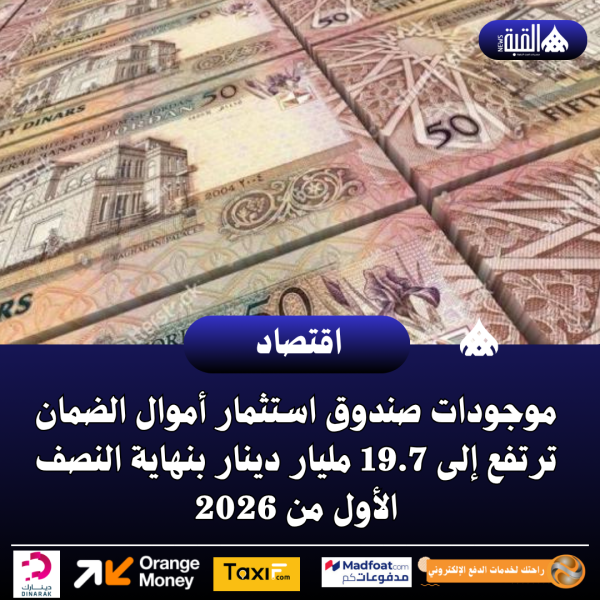 موجودات صندوق استثمار أموال الضمان ترتفع إلى 19.7 مليار دينار بنهاية النصف الأول من 2026