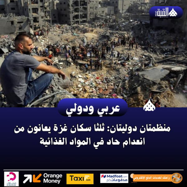 منظمتان دوليتان: ثلثا سكان غزة يعانون من انعدام حاد في المواد الغذائية