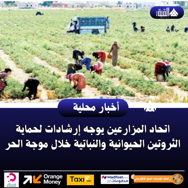 اتحاد المزارعين يوجه إرشادات لحماية الثروتين الحيوانية والنباتية خلال موجة الحر