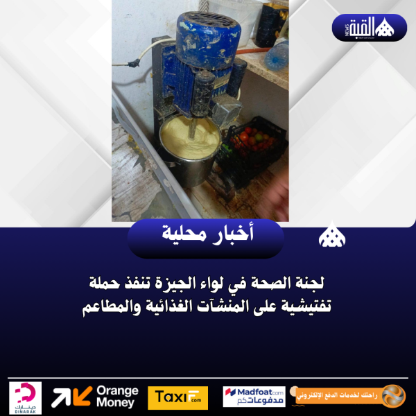 لجنة الصحة في لواء الجيزة تنفذ حملة تفتيشية على المنشآت الغذائية والمطاعم