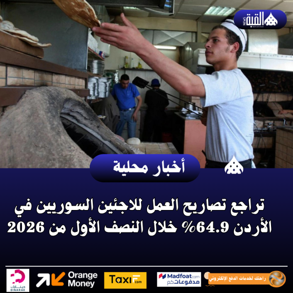 تراجع تصاريح العمل للاجئين السوريين في الأردن 64.9 خلال النصف الأول من 2026