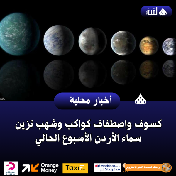 كسوف واصطفاف كواكب وشهب تزين سماء الأردن الأسبوع الحالي