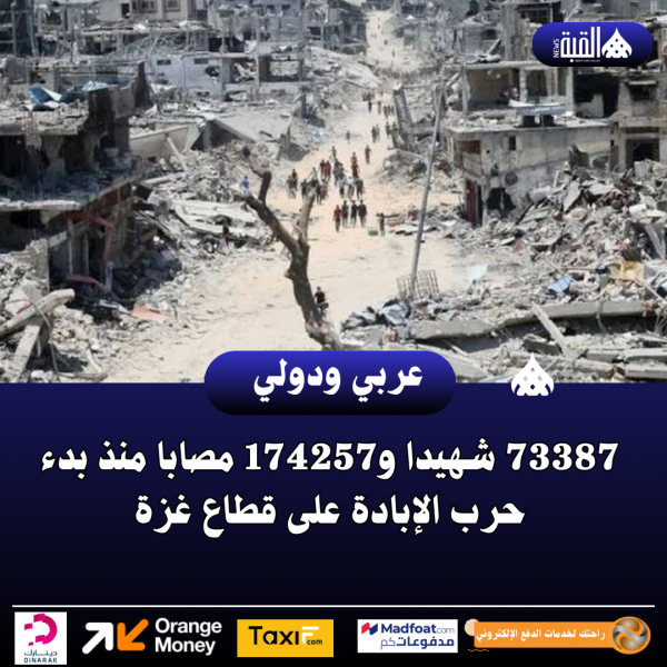 73387 شهيدا و174257 مصابا منذ بدء حرب الإبادة على قطاع غزة