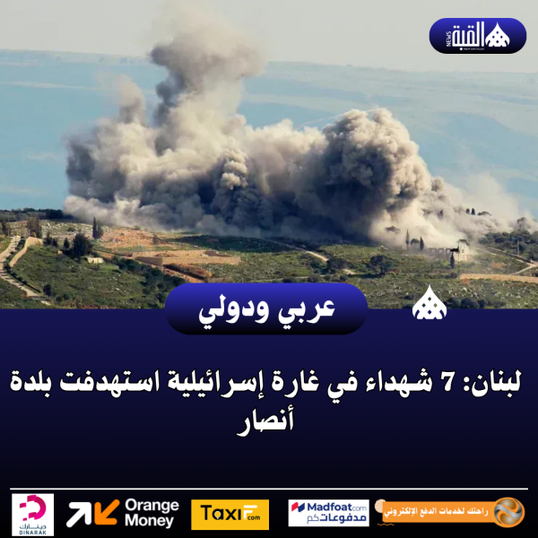 لبنان: 7 شهداء في غارة إسرائيلية استهدفت بلدة أنصار