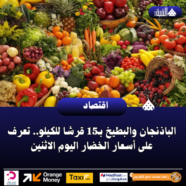 الباذنجان والبطيخ بـ15 قرشا للكيلو.. تعرف على أسعار الخضار اليوم الاثنين