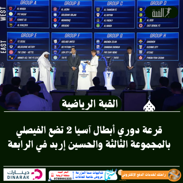 قرعة دوري أبطال آسيا 2 تضع الفيصلي بالمجموعة الثالثة والحسين إربد في الرابعة