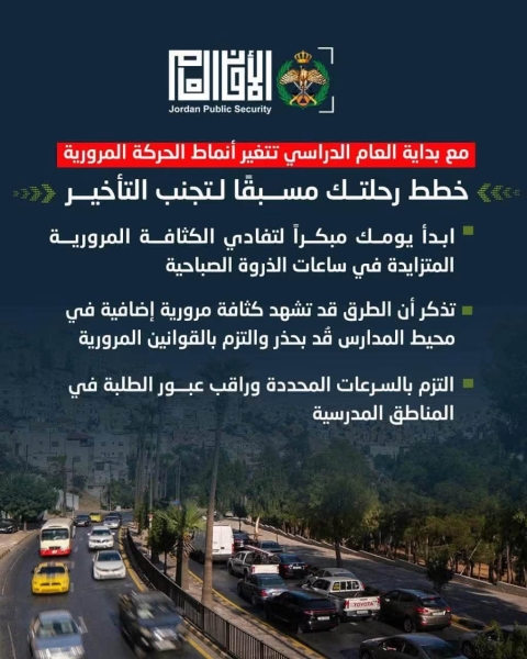 الدوريات الخارجية تقدم إرشادات للسائقين تزامناً مع عودة الطلبة إلى المدارس