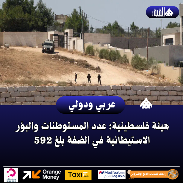 هيئة فلسطينية: عدد المستوطنات والبؤر الاستيطانية في الضفة بلغ 592