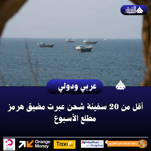 أقل من 20 سفينة شحن عبرت مضيق هرمز مطلع الأسبوع