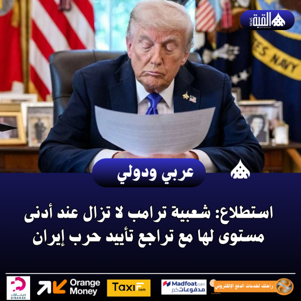 استطلاع: شعبية ترامب لا تزال عند أدنى مستوى لها مع تراجع تأييد حرب إيران