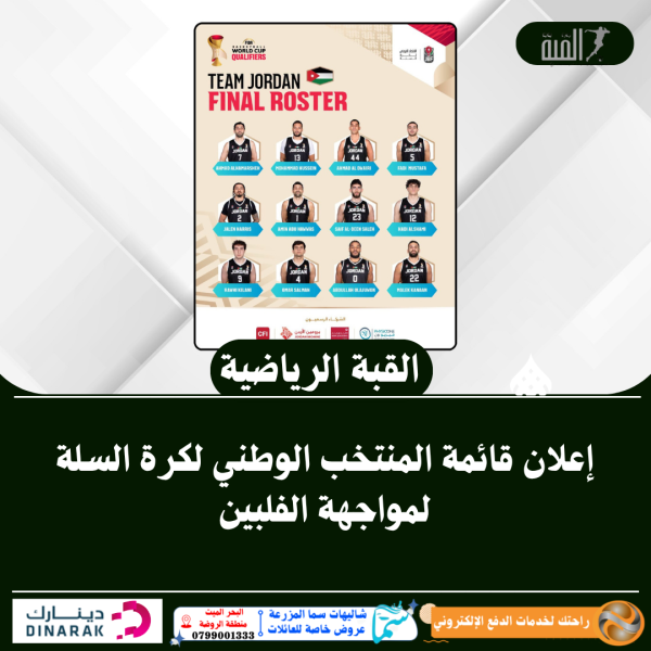 إعلان قائمة المنتخب الوطني لكرة السلة لمواجهة الفلبين