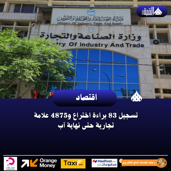 تسجيل 83 براءة اختراع و4875 علامة تجارية حتى نهاية آب