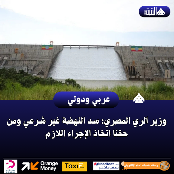 وزير الري المصري: سد النهضة غير شرعي ومن حقنا اتخاذ الإجراء اللازم