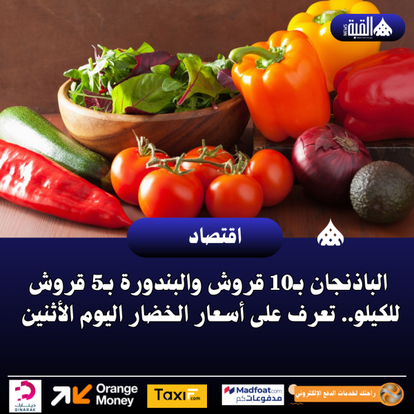 الباذنجان بـ10 قروش والبندورة بـ5 قروش للكيلو.. تعرف على أسعار الخضار اليوم الأثنين