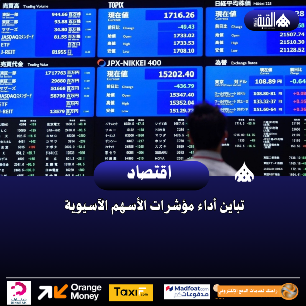 تباين أداء مؤشرات الأسهم الآسيوية