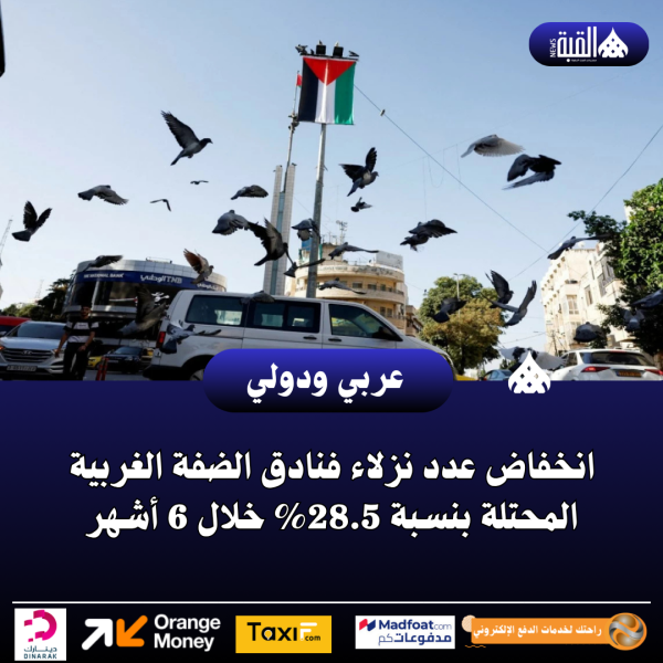 انخفاض عدد نزلاء فنادق الضفة الغربية المحتلة بنسبة 28.5 خلال 6 أشهر