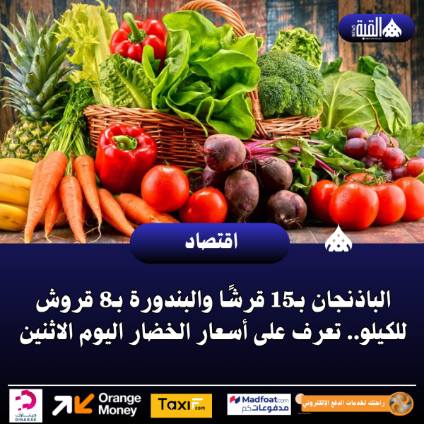الباذنجان بـ15 قرشًا والبندورة بـ8 قروش للكيلو.. تعرف على أسعار الخضار اليوم الاثنين