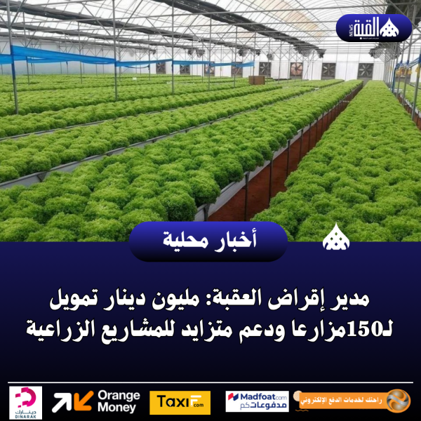 مدير إقراض العقبة: مليون دينار تمويل لـ150مزارعا ودعم متزايد للمشاريع الزراعية