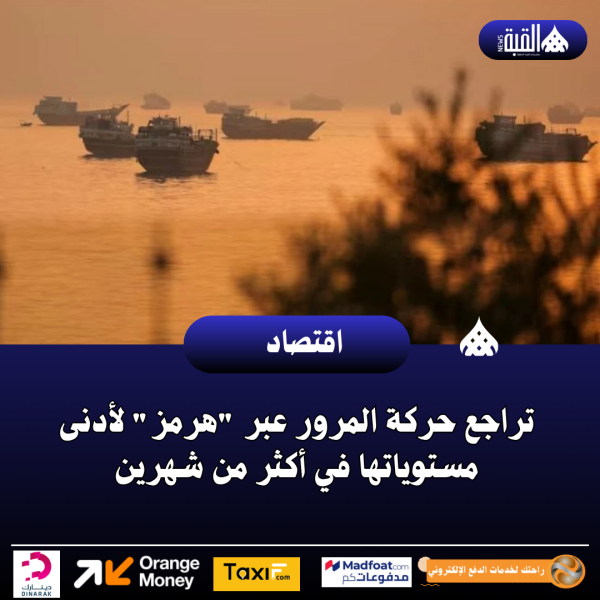 تراجع حركة المرور عبر هرمز لأدنى مستوياتها في أكثر من شهرين